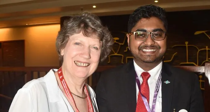 Former NZ Prime Minister Helen Clark and FNU Student Association President Ketan Lal at the Commonwealth Education Ministers Meeting 2018 at the Sheraton Fiji Resort on February 19, 2018.  Photo: Waisea Nasokia
