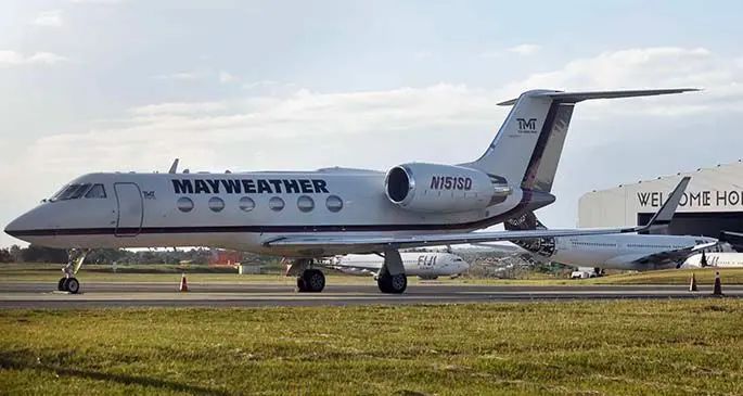 Floyd Mayweather Jr’s private aircraft parked at Nadi International Airport on September 22, 2019. Photo: Waisea Nasokia