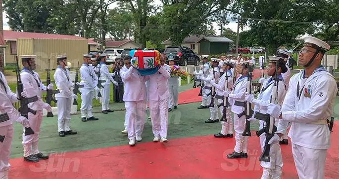 Funeral parade for the late Lieutenant Commander Silipa Kubuabola at the Queen Elizabeth Barracks in Nabua on February 5, 2021. Photo: Kelera Sovasiga