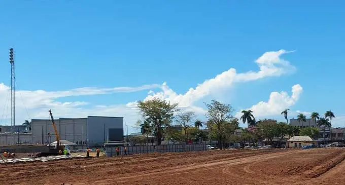 Lautoka City Council workers working on the grounds at Churchill Park in Lautoka. Photo: Salote Qalubau