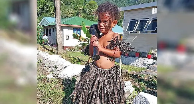 Josua Kaloutani, 3, the youngest traditional warrior confidently carried out his traditional obligation during the installation. Photo: Lusiana Tuimaisala
