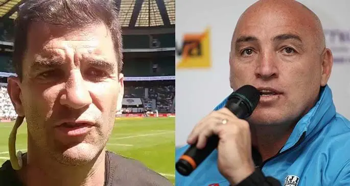 Our international coaches (left-right) Fiji Airways Fijian 7s head coach Gareth Baber and Vodafone Fijian Bati coach Brandon Costin.