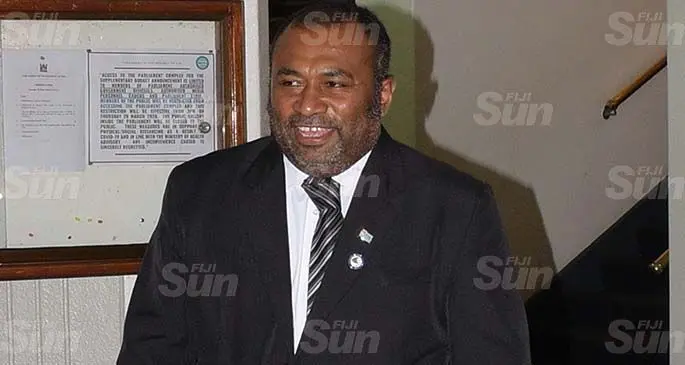 Health Minister Dr. Iferemi Waqainabete outside Parliament on March 26, 2020. Photo: Ronald Kumar.