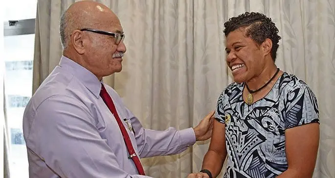 President Major-General (Ret’d) Jioji Konrote with Sereima Lewaniqila at Tanoa Plaza, Suva on October 15, 2018. Photo: DEPTFO