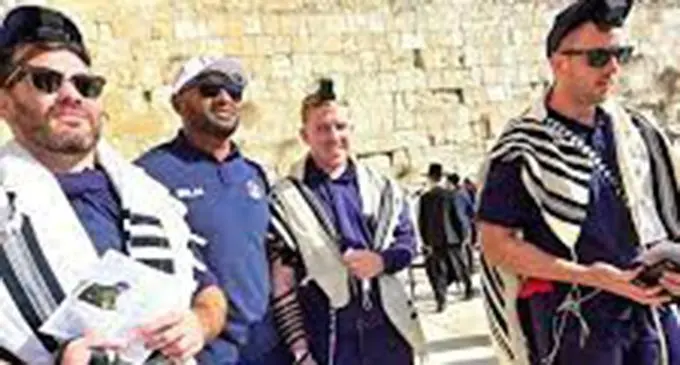 Jasa Veremalua (second from left) with his Tel Aviv Heat team-mates. Photo: Supplied 