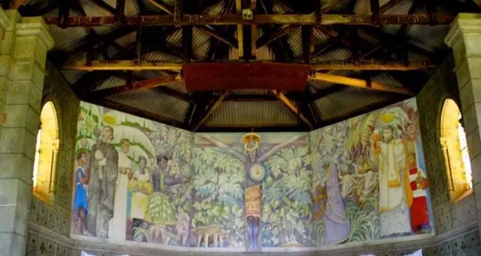 Charlot’s Black Christ Mural in Church of St. Francis Xavier in Naserelagi Village in Ra . Photo: Suncoast Fiji