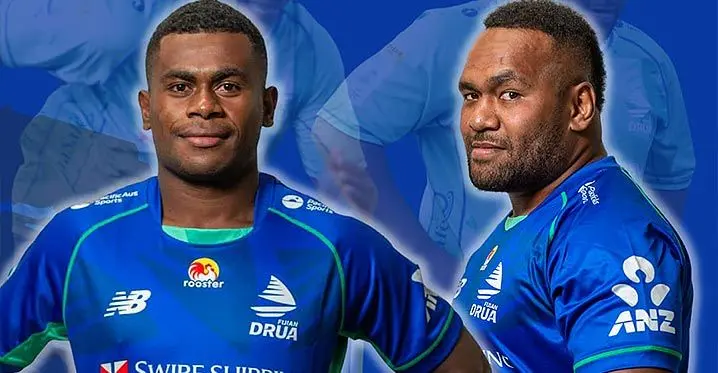 Taniela Rakuro & Jone Tiko who have signed short-term main squad contracts yesterday. Source: Fijian Drua Media 