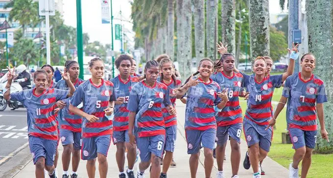 New Caledonia women’s football team in Suva on July 11, 2022. They play Fiji on Sunday in their opening game of the OFC Women’s Nations Cup. Photo: Leon Lord