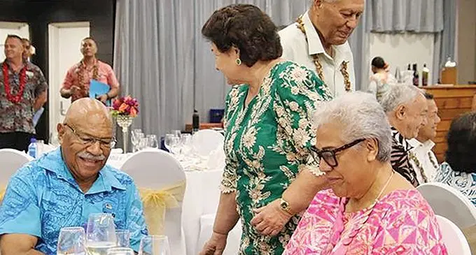 Prime Minister Sitiveni Rabuka with Samoan Prime Minister Fiame Naomi Mata’afa in Apia, Samoa. Photo: DEPTFO News
