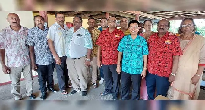 The newly-elected office bearers for the Shree Sanatan Dharm Pratinidhi Sabha of Fiji. From left: Sports wing president, vice president Mahendra Prasad, vice president Keshwar Sharma, assistant treasurer Narend Chand, vice president Chandar Singh, national Sanatan youth president Rovil Singh, assistant patron Yogeshwar Singh, vice president Dhirendra Nand, national president Sarju Prasad, former national executive council member, Ramesh Sharma, national Nari Sabha president Sushila Ramesh, national trustee Anil Pratap and national trustee Savita Gandhi following the AGM in Lautoka on September 24, 2022. Photo: Nicolette Chambers 