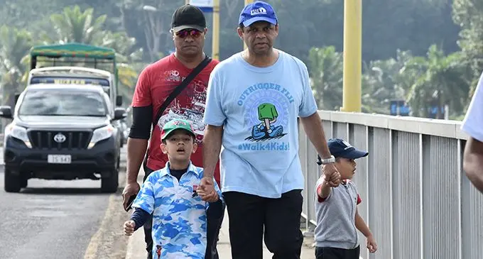 Acting Prime Minister and Attorney General, Aiyaz Sayed-Khaiyum with his two sons... Ibrahim and Idris at the Outrigger Walk for Kids 2018 in Sigatoka on April 21, 2018. Photo: Waisea Nasokia