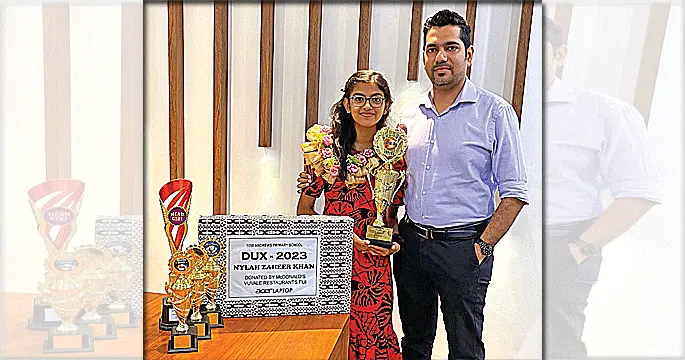 Votualevu College head girl Riya Rinshita Prasad and head boy Ayush Adarsh Kumar after the school’s prefect induction in Nadi on February 28, 2024. Photo: Salote Qalubau