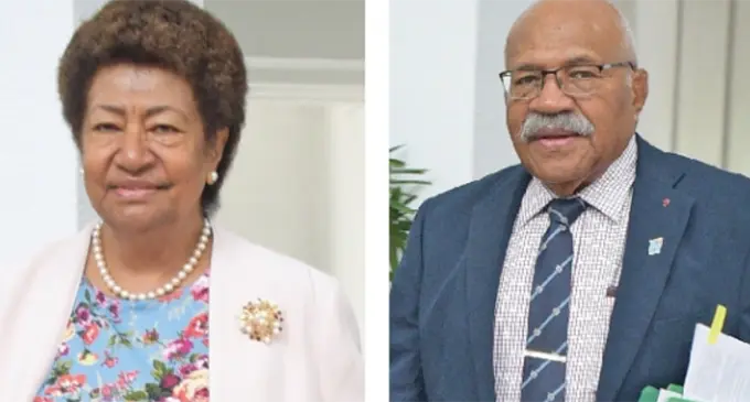 Ro Teimumu Kepa and SODELPA Leader Sitiveni Rabuka, 