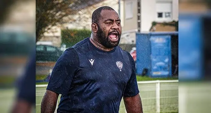 Manasa Saulo in SA XV Charente Rugby Pro colours.