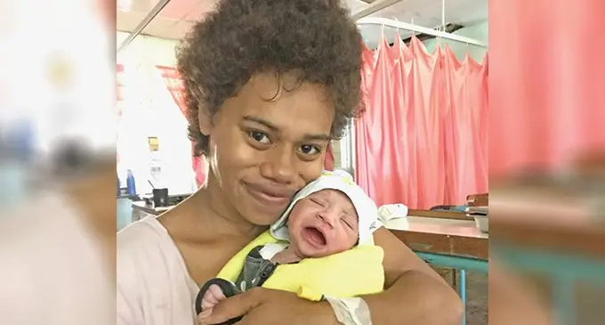 Lavenia Divera holding her new born baby Venina Ravunavunamoce at Labasa Hospital on April 9, 2023. Photo: Shratika Naidu