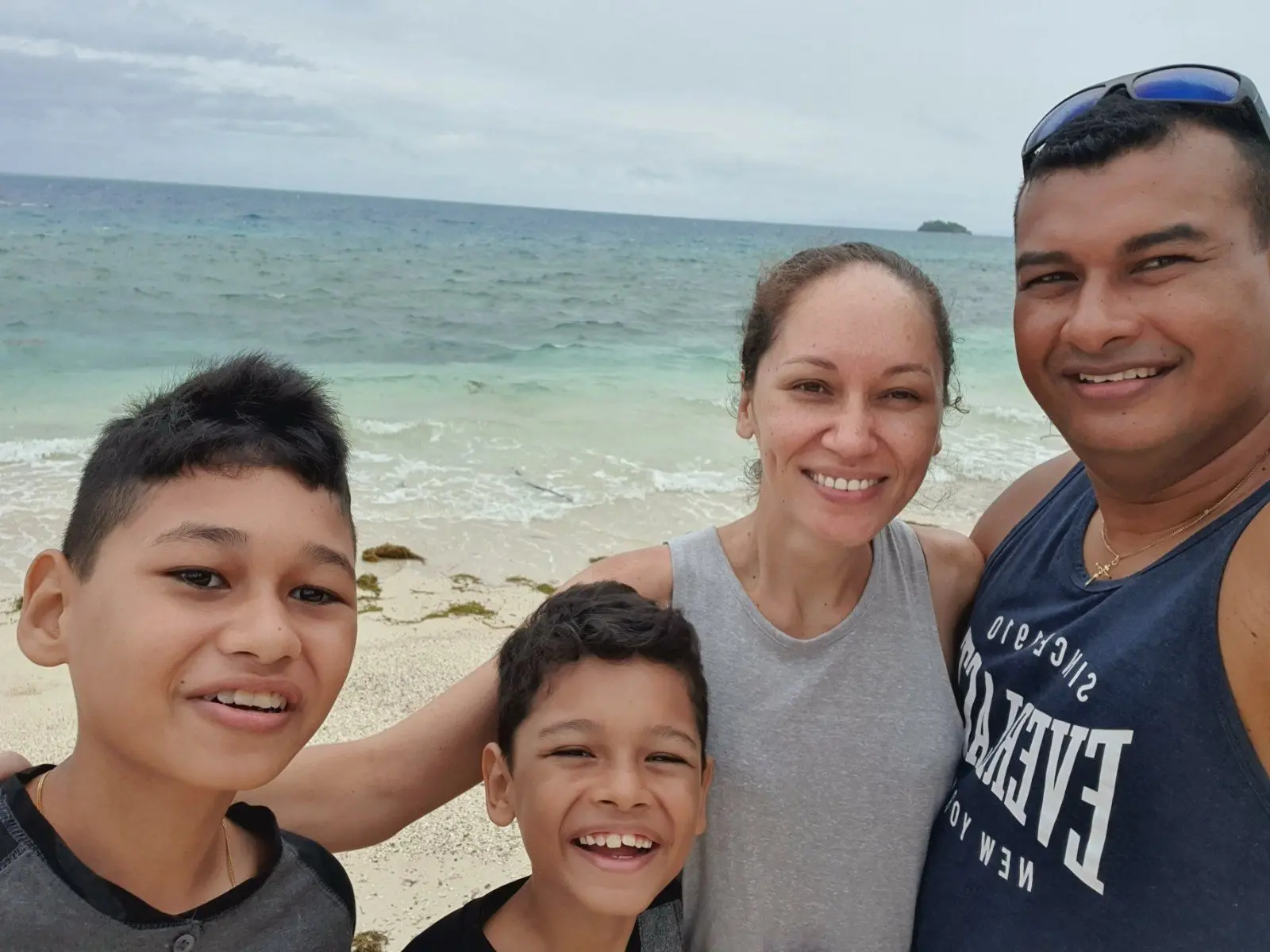 Marcus Gibson, with his wife, Karyn, and their sons, Ethan and Kyle, at Castaway Island, plan to return to the resort.