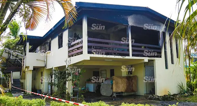 The top floor of a double-storey house that was destroyed in a fire at Vinod Karsanji Street in Rifle Range in Vatuwaqa. Photo: Kelera Sovasiga.