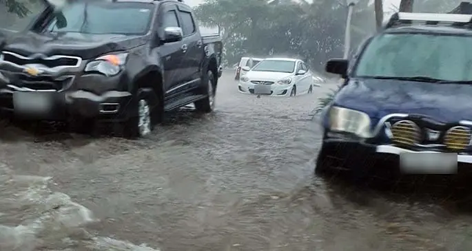 Surface flooding around Laucala Bay in Suva.