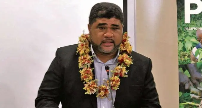 Permanent Secretary for Agriculture, David Kolitagane officially opening the Exporters Symposium at Tanoa Plaza, Suva.  
