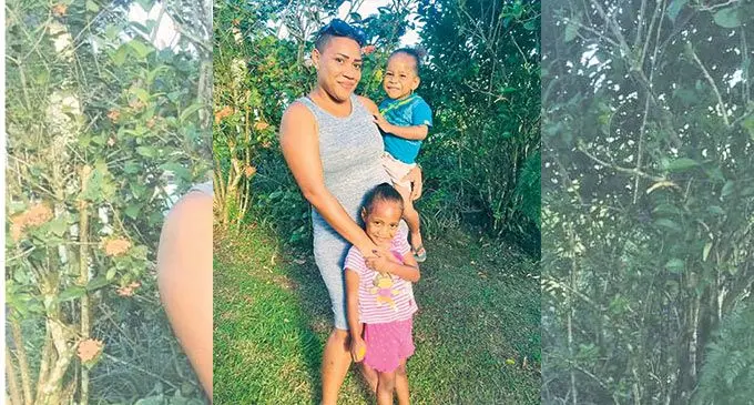 Ulamila with her children Sera-Ella Buloumara and Peni Cawani