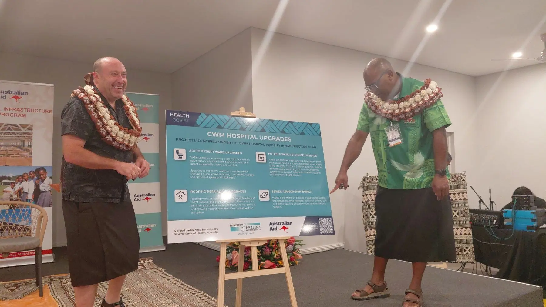 Australian High Commissioner Peter Roberts with Minister for Health Dr Ratu Atonio Lalabalavu during the launch of the CWM Hospital Upgrades at Novotel in Lami on December 11, 2025.