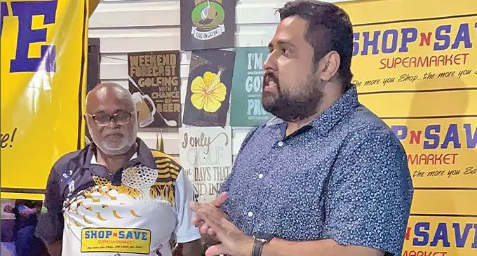 Shop N Save Supermarket director Neeshil Deo confirms the 2024 Open sponsorship at the Lautoka Golf Club during the conclusion of last year’s 92nd edition.