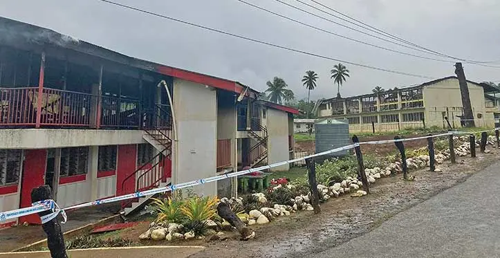 Top photo: Ratu Kadavulevu School’s Sukuna House destroyed in a fire on June 13, 2023. Photo: Jernese Macanawai