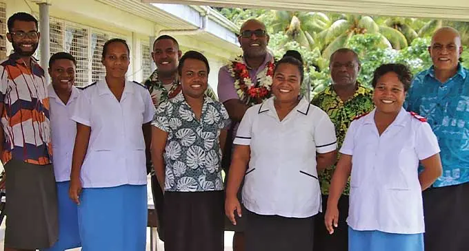 Minister for Health and Medical Services Dr Atonio Lalabalavu( back row, third from right) with Rabi Health Center staff on January 15, 2024. Photo: Ministry for Health and Medical Services.