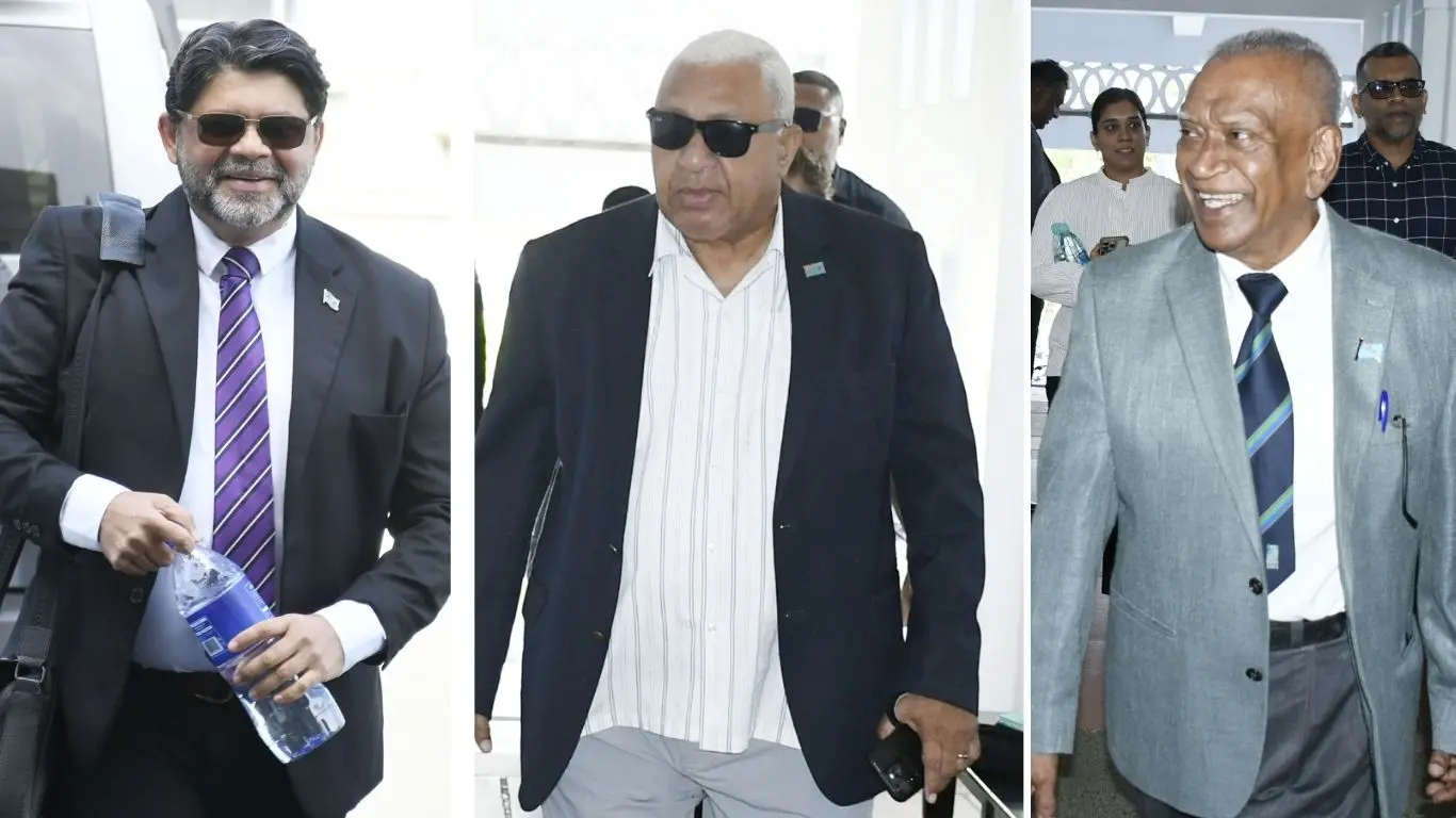 From left: Former Attorney-General Aiyaz Sayed-Khaiyum, former Prime Minister Voreqe Bainimarama and former Health Minister Dr Neil Sharma.