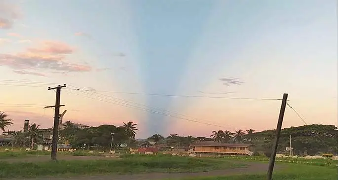 The crepuscular rays were visible during sunset in the Northern Division. Photo: Supplied