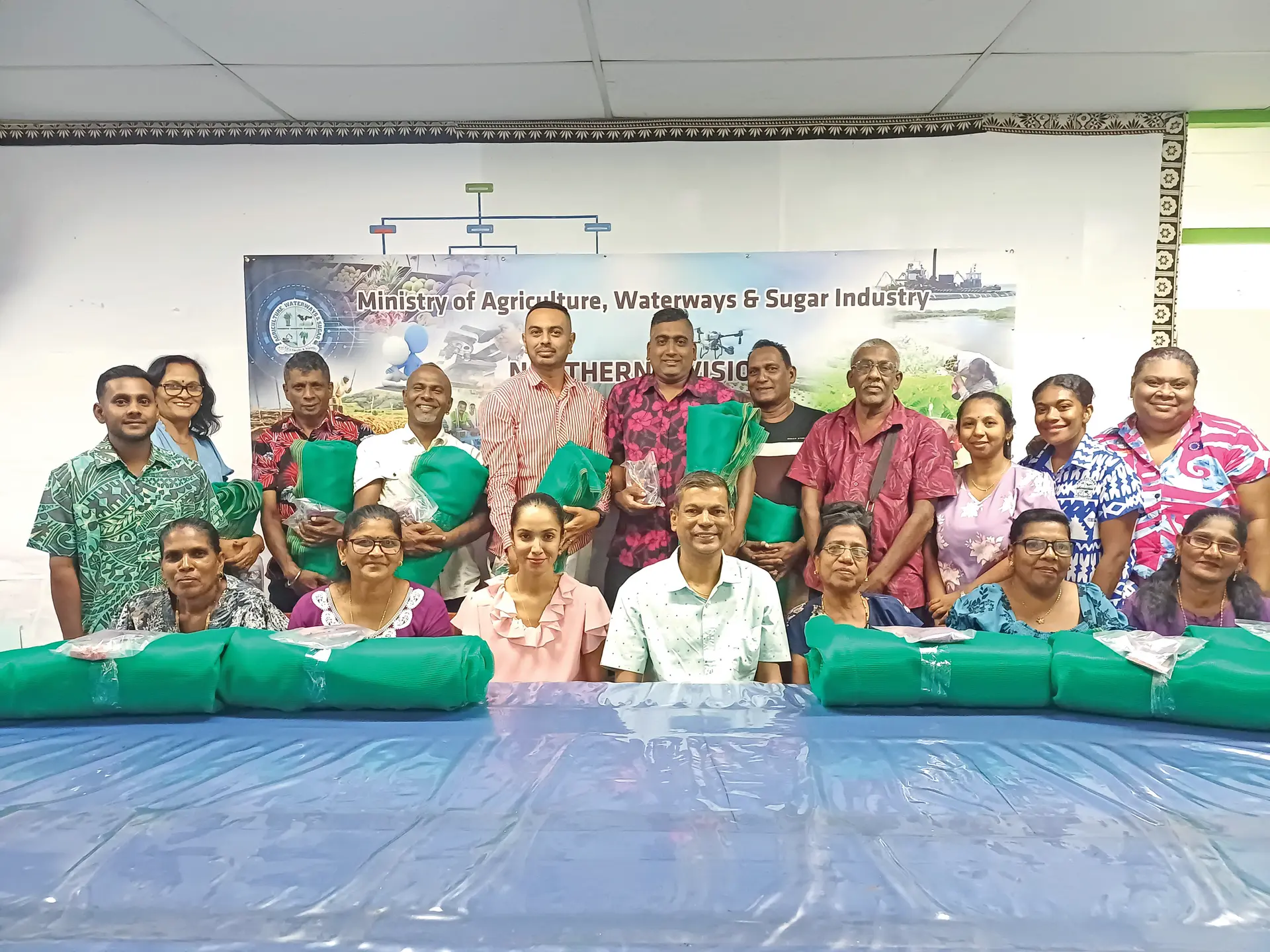Participants gathered with Ministry of Agriculture Principal Agriculture Officer (PAO) Northern Sujendra Prasad (middle-sitting) after completing a home gardening initiative training in Labasa on June 3, 2026.