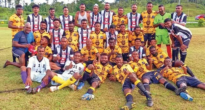 Dreketi and Taveuni football players after their 1-1 draw on April 9, 2022. Photo: Supplied