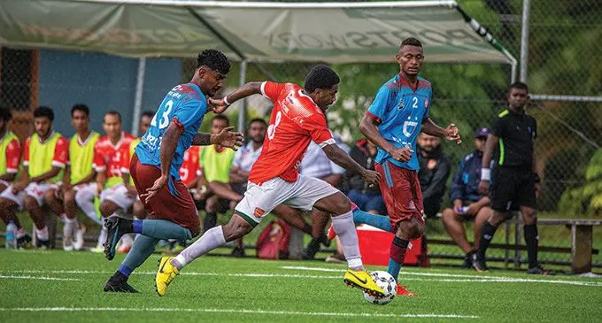 Rewa football captain and star striker Setareki Hughes to lead the charge during the Courts Interdistrict Championship that starts in Suva on Wednesday. Photo: Leon Lord 
