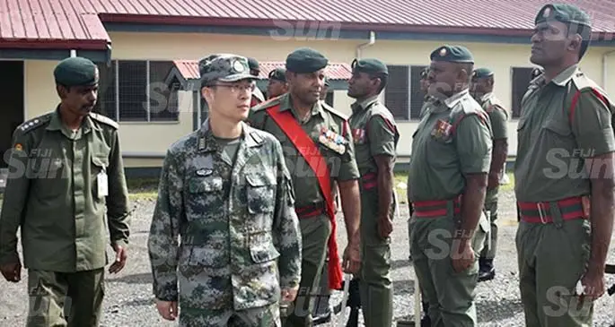 Defence attache Senior Colonel Yu Ke visited the Black Rock camp on March 16, 2021. Photo: Waisea Nasokia