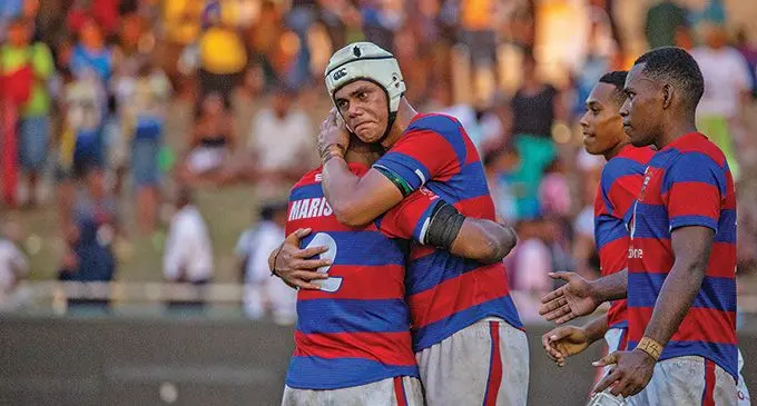 Marist Brothers High School Under-18 rugby players after beating Ba Provincial Free Bird Institute 17-13 on October 1, 2022. Photo: Leon Lord
