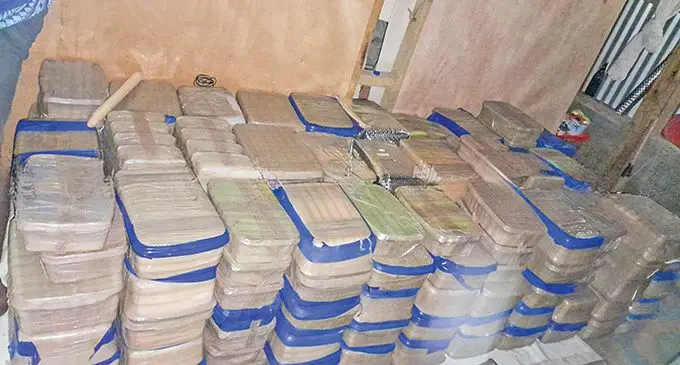 Seized crystal meth that was packed in small clear zip lock bags. 