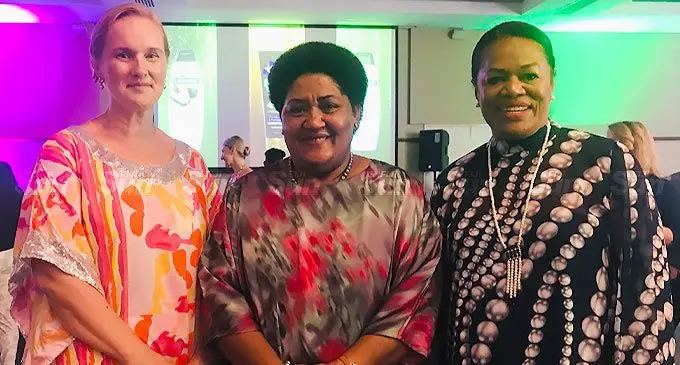 New Zealand High Commissioner Charlotte Darlow, First Lady Adi Filomena Katonivere, Fiji Fashion Week managing director Ellen Whippy-Knight during the launch of the Fiji Fashion Week at Grand Pacific Hotel on April 30,2022. Photo: Laisa Lui.