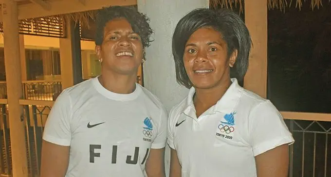 Fijian reps Lavenia Tinai (left) and Ana Maria Roqica at the Sofitel Fiji Resort and Spa in Denarau on August 25, 2021.  Photo: Waisea Nasokia