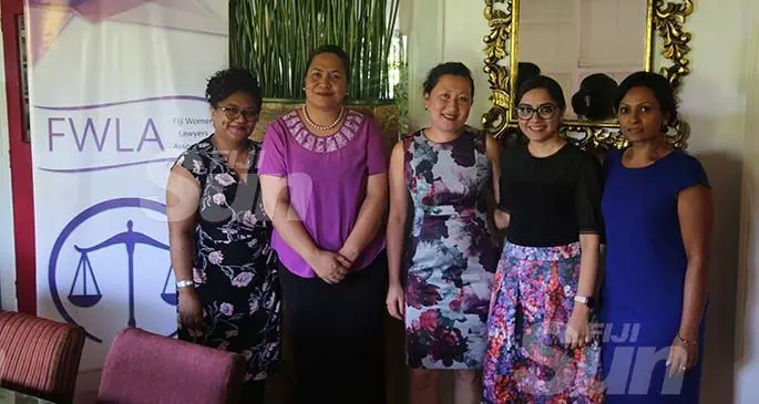 From left: President of Fiji Women Lawyers Association Mele Rakai, Fiji Law Society president Laurel Vaurasi, Munro Leys partner and lawyer Glennis Yee, Fiji Women Lawyers Association vice-president Namrata Singh and Roslin Sharma on March 4, 2020. Photo: Inoke Rabonu 