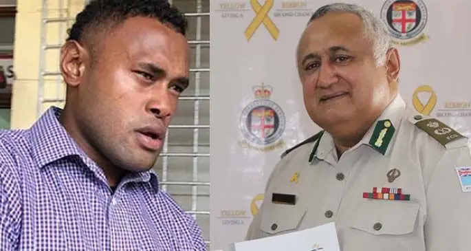(From left-right): Amenoni Nasilasila, a serving prisoner is currently training with the Namosi Rugby Team(left) and Fiji Corrections Service Commisioner Commander Francis Kean (right).