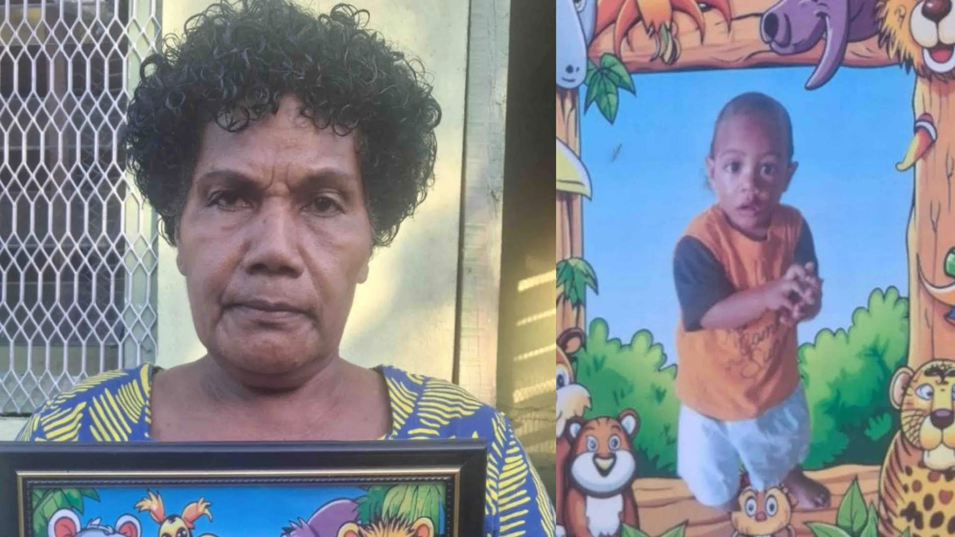 Great-grandmother, Lillian Utuutu holds a picture of the victim. 