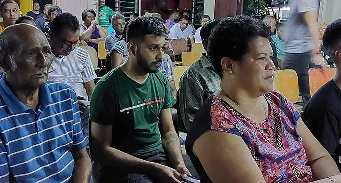 Tomuka residents that were present at the NFP and PAP joint rally in Lautoka on December  9, 2022. Photo: Nicolette Chambers.