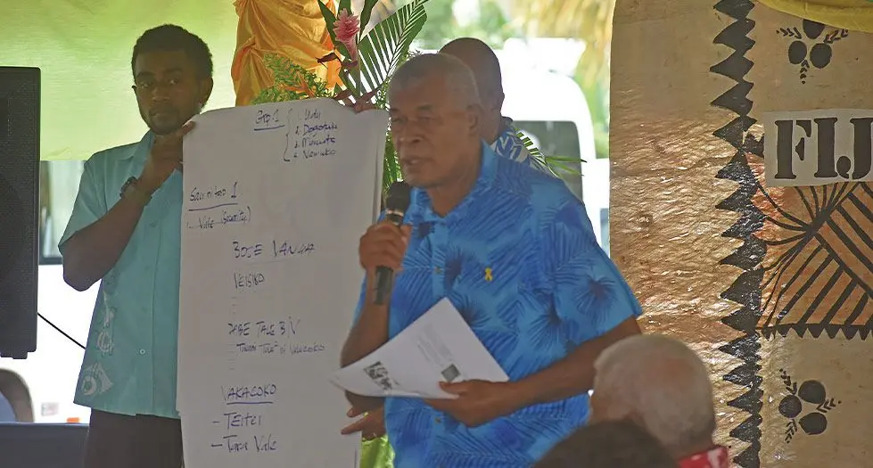 Tui Namuka Ratu Tevita Niumataiwalu during the yellow ribbon symposium held at the Friendly North Inn on March 22, 2024.  Photo: Jone Salusalu