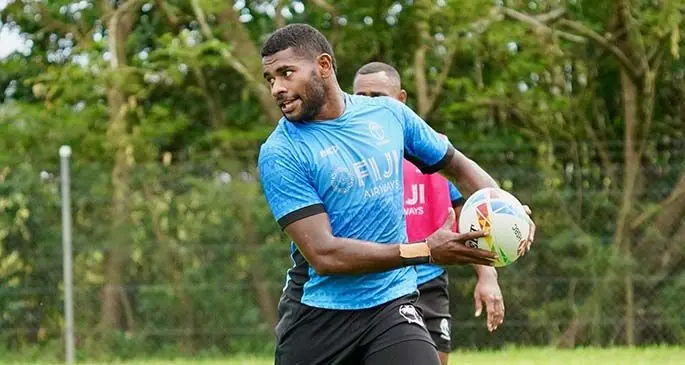 Fiji Airways Fijian 7s rep Apenisa Cakaubalavu during training at the Uprising Beach Resort in Deuba on January 6, 2020. Photo: FRU media