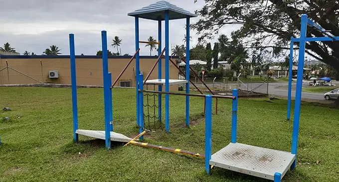 A broken slide at Komo Park in Samabula. Photo: Shalveen Chand