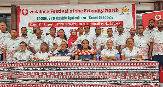 Vodafone Festival of the Friendly North committee members, Vodafone Fiji executives and guests the during the thanksgiving programme in Labasa on October 19, 2024. Photo: Sampras Anand