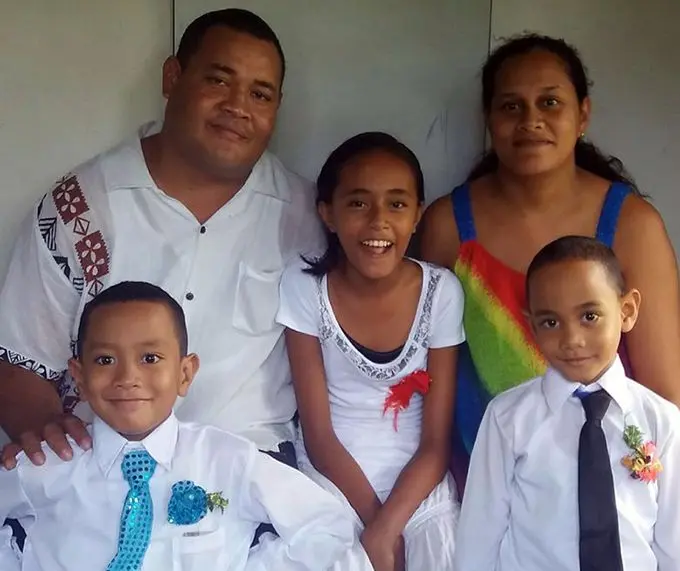 Happier days...The late Makrava Sakaiasi, wife Patricia and their children.