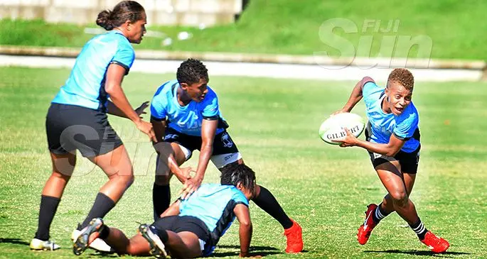 Fiji Airways Fijiana sevens rep Mereula Turuoti (with ball) during training at Albert Park for Oceania Sevens Championship on November 5, 2019. Photo: Ronald Kumar