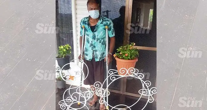 Vijay Kumar with flower pot plant stands at his home in Nasekula, Labasa on May 21, 2021. Photo: Sampras Anand