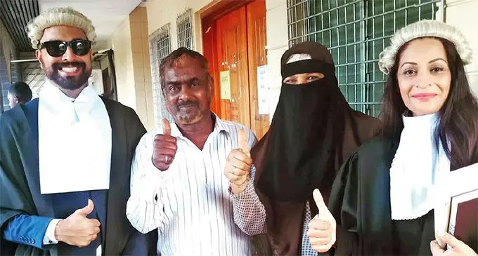 From left: Zafar Iqbal Khan, Mohammed Rafiq, Mohammed Rafiq’s wife (third from left) and Sabrina Iqbal Khan (right). Photo: Nicolette Chambers